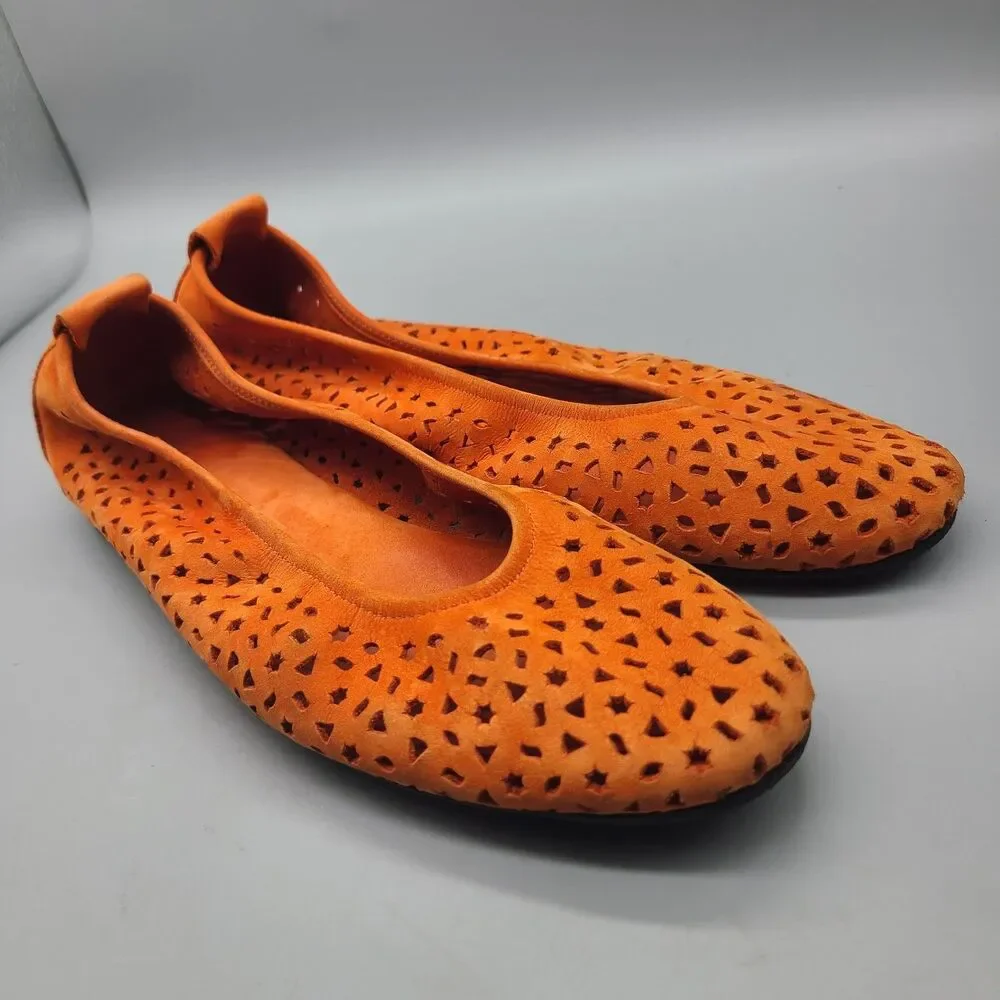 Arche Lilly Ballerina Nubuck ballet Flats orange cut-outs Eur 42  US 11 France - Picture 2 of 13